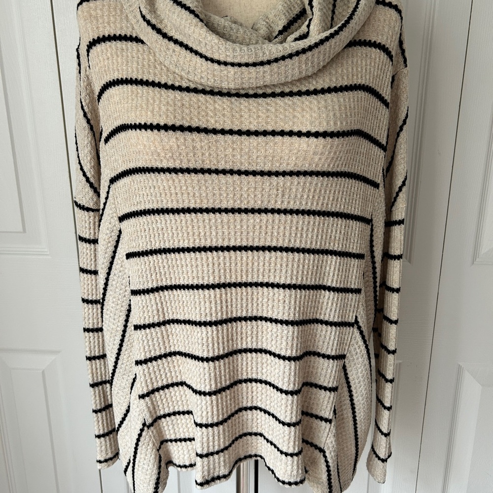 ANTHROPOLOGIE eri+ali Women’s Striped Cowlneck Long Sleeve Top M
